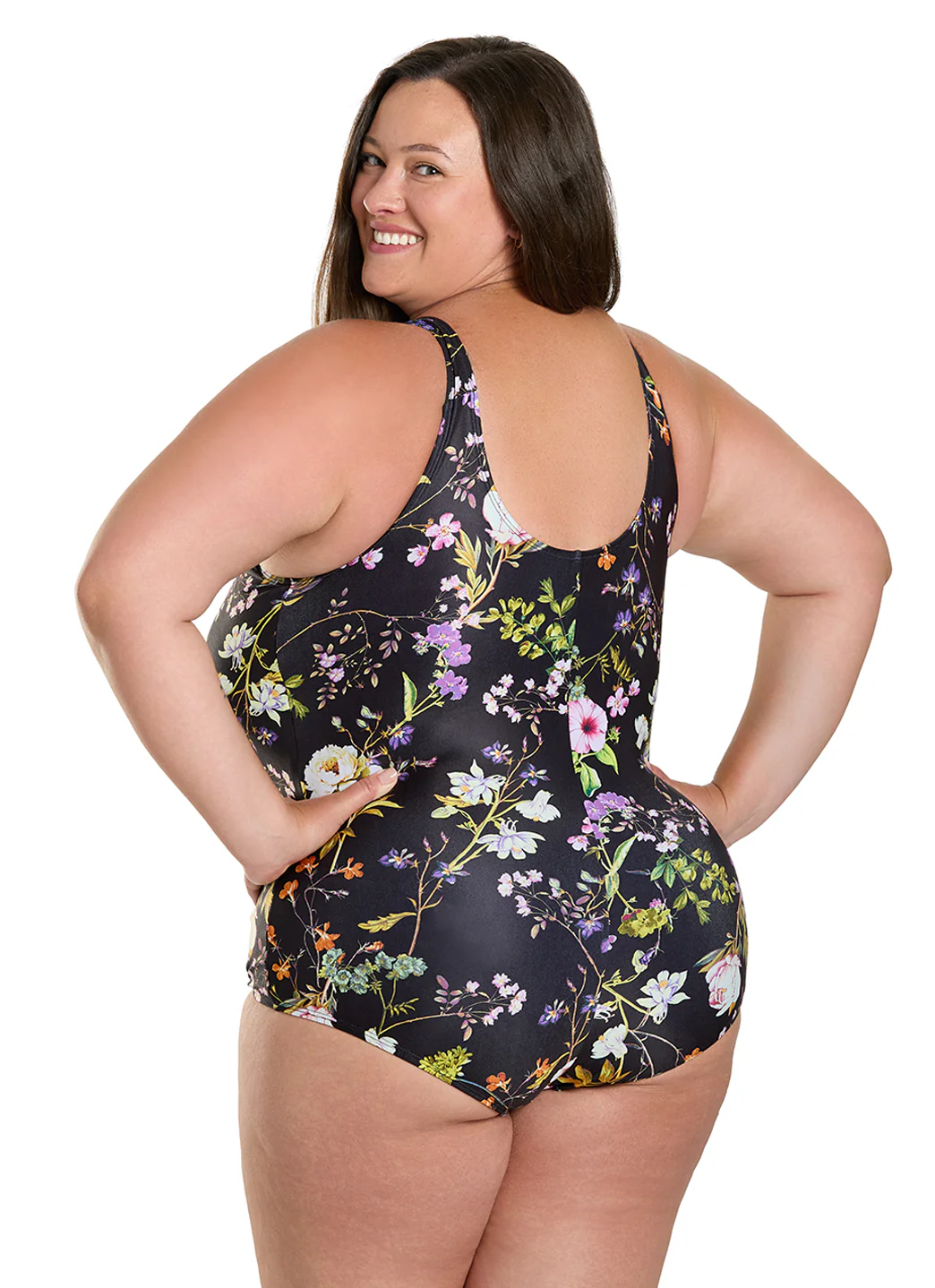 Sporti Plus Size HydroLast Moonlit Flora Chlorine Resistant Moderate Scoop Back One Piece Swimsuit - Image 5
