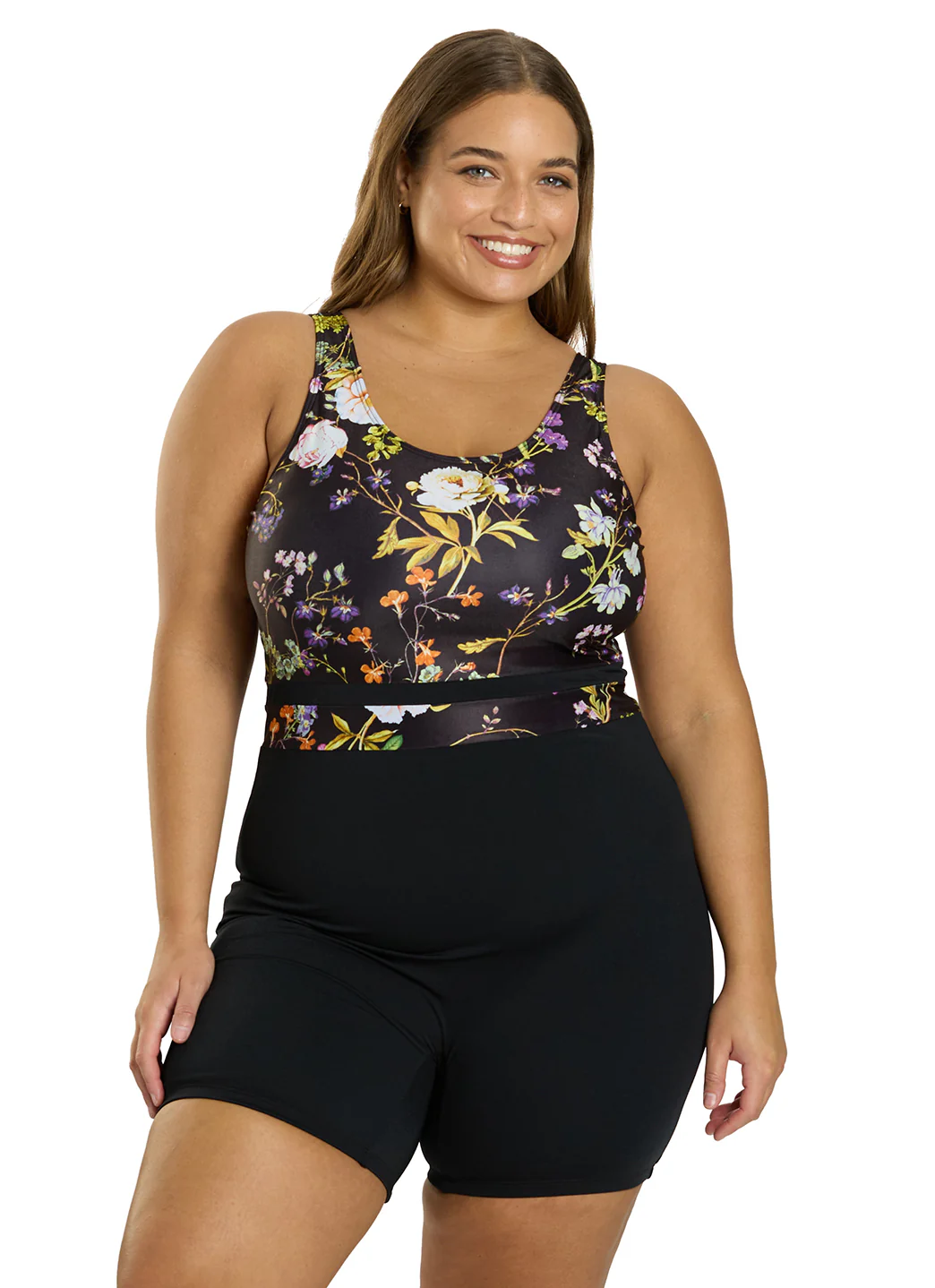 Sporti Plus Size HydroLast Moonlit Flora Chlorine Resistant Scoop Back Unitard One Piece Swimsuit - Image 2