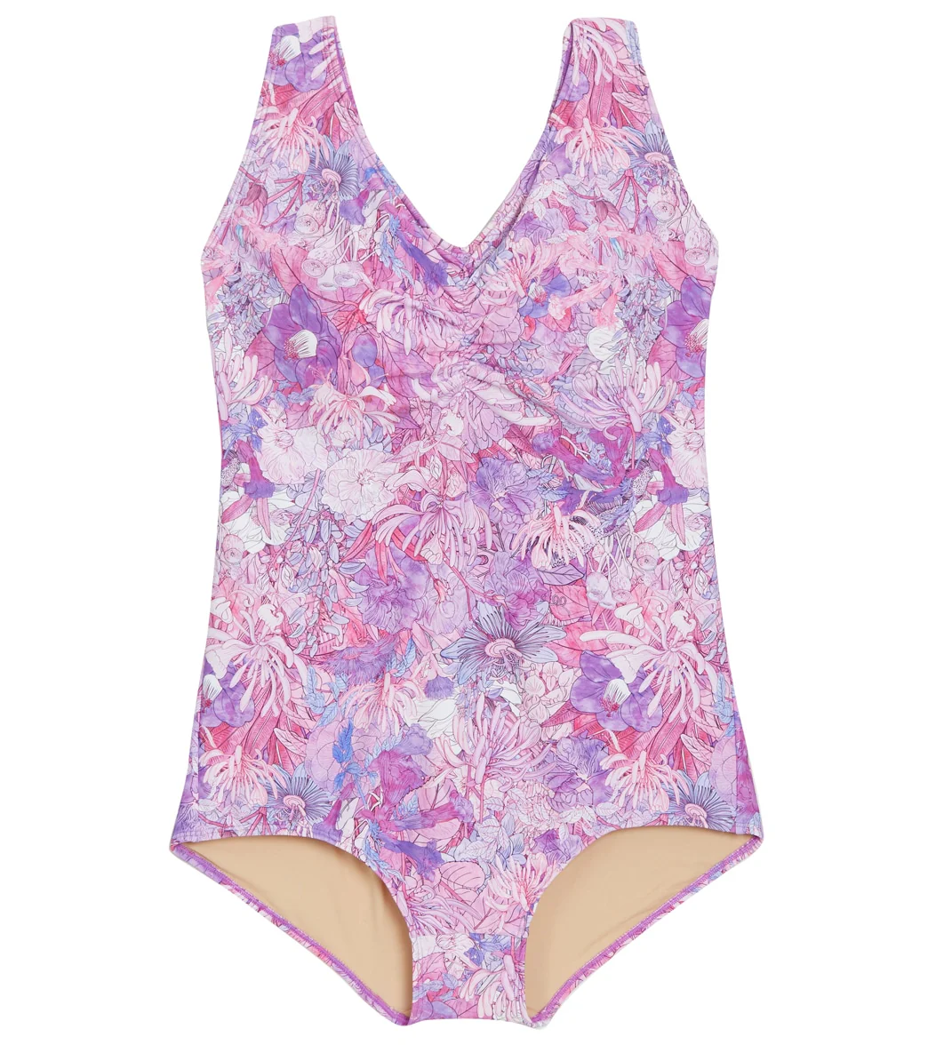 Sporti Plus Size Jungle Floral Conservative Printed Girl Leg One Piece Swimsuit - Image 14