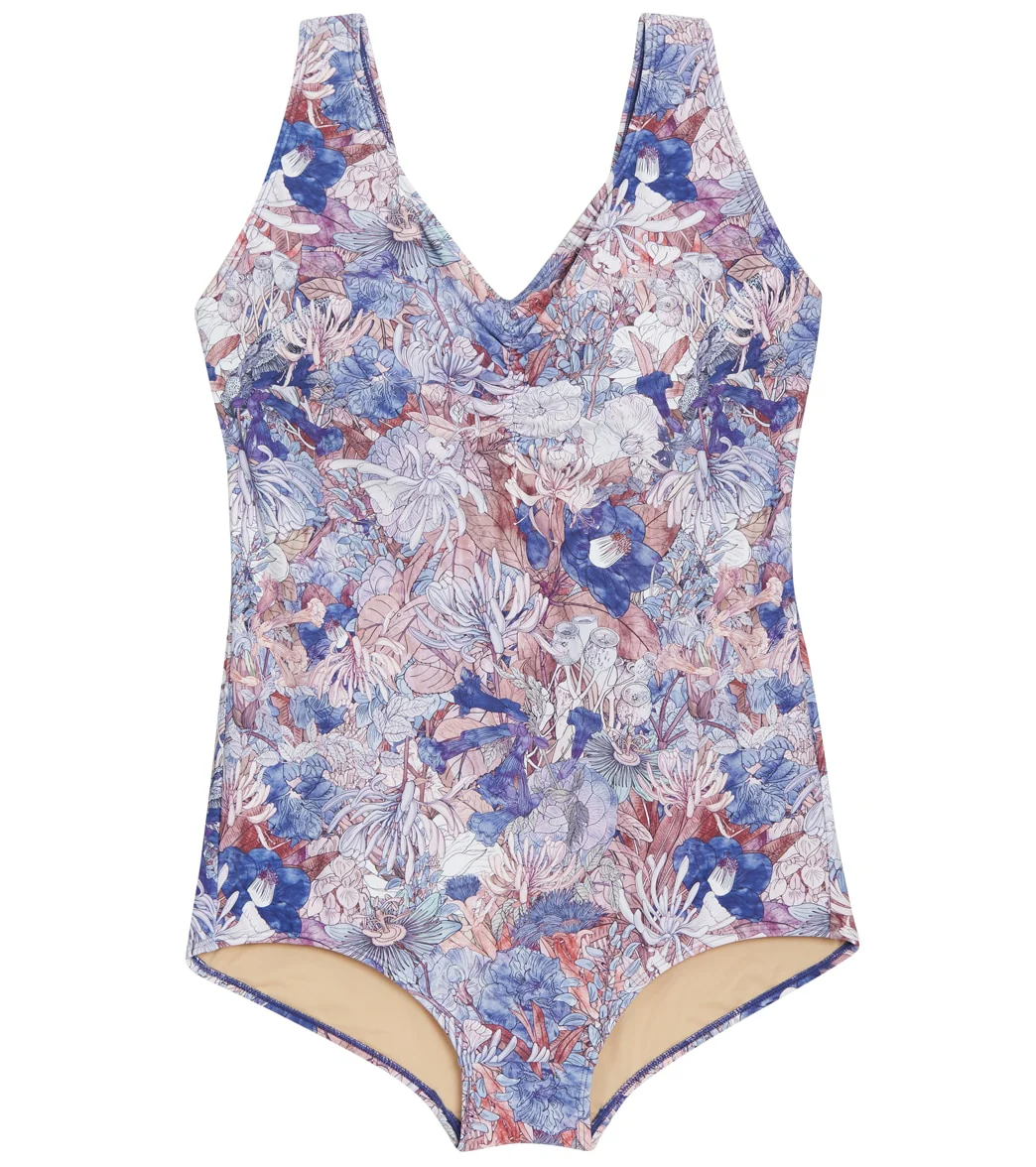 Sporti Plus Size Jungle Floral Conservative Printed Girl Leg One Piece Swimsuit - Image 6