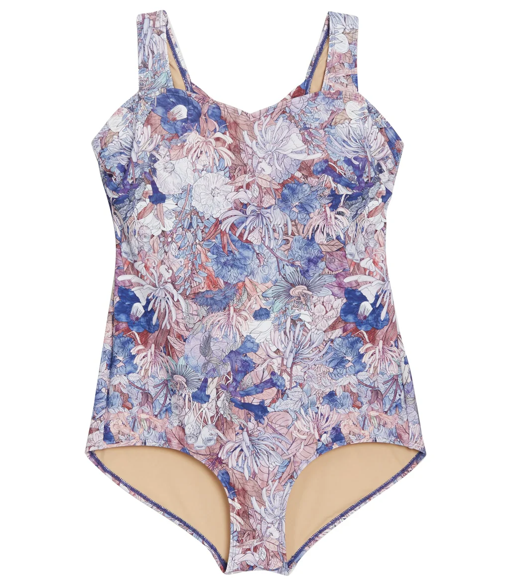 Sporti Plus Size Jungle Floral Moderate Printed Sweetheart One Piece Swimsuit - Image 6