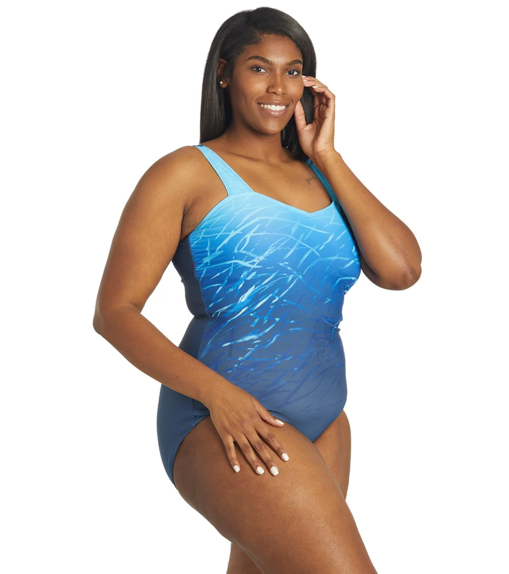 Sporti Plus Size Moderate Printed Ombre Sweetheart One Piece Swimsuit - Image 12