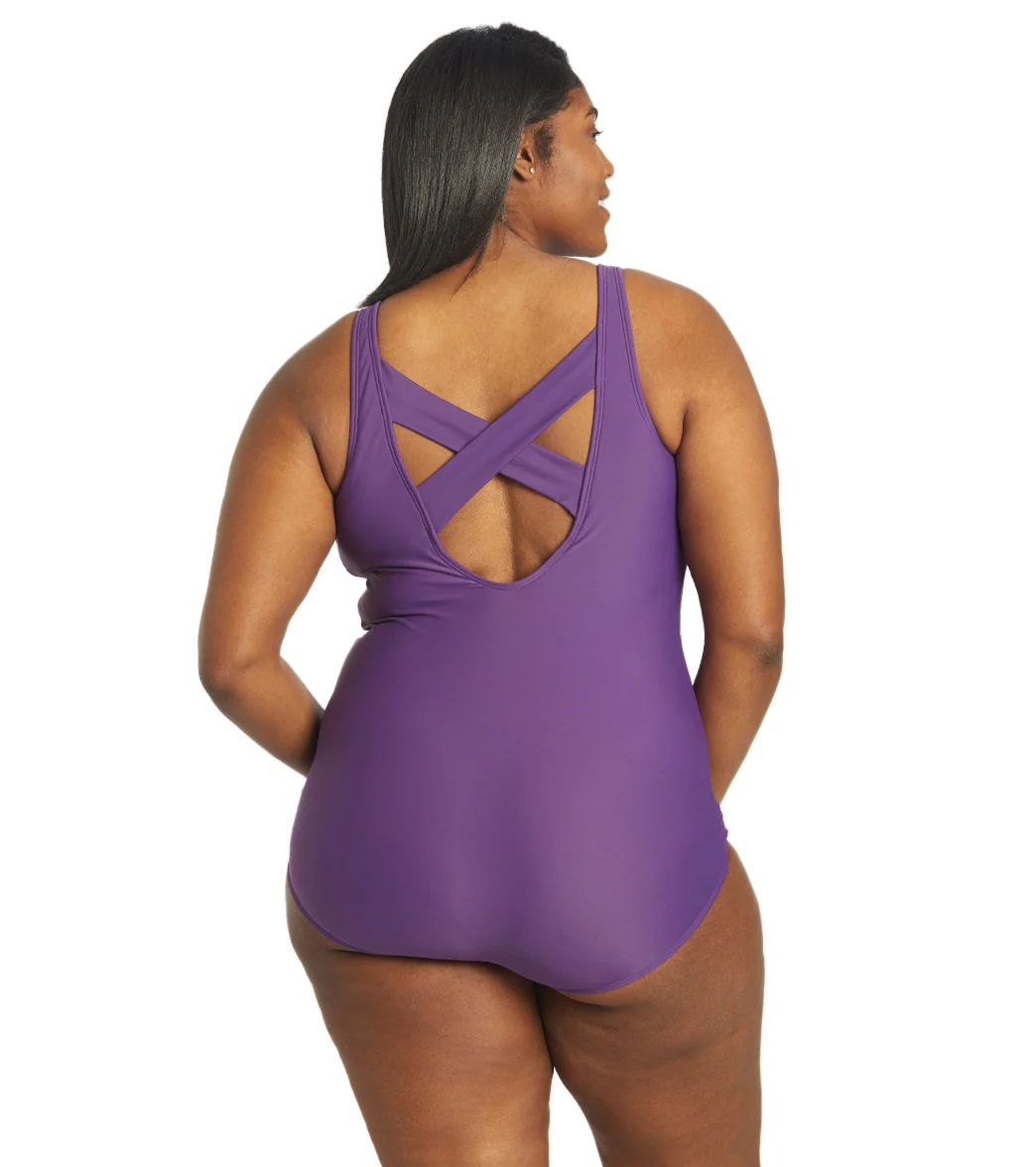 Sporti Plus Size Moderate Printed Ombre Sweetheart One Piece Swimsuit - Image 3