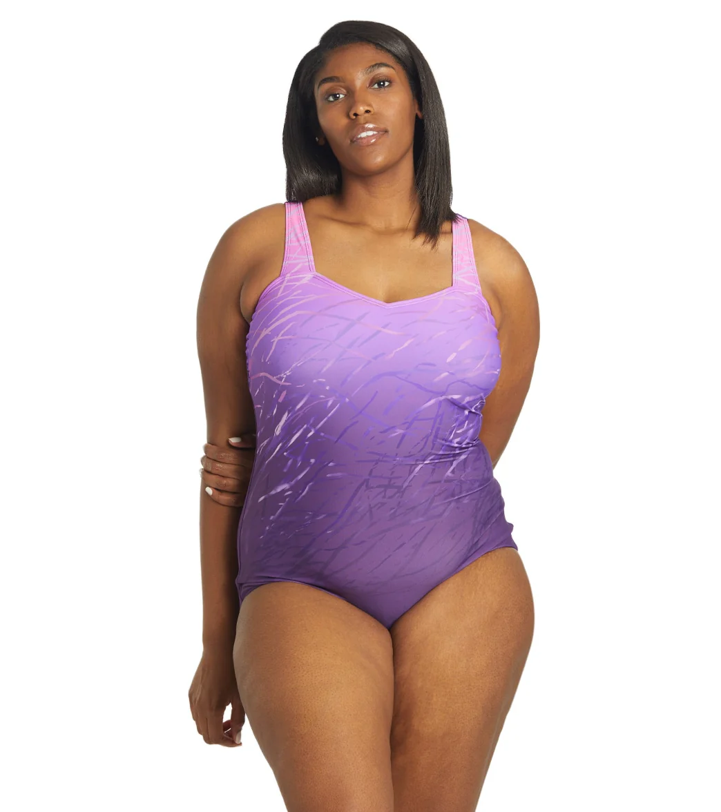Sporti Plus Size Moderate Printed Ombre Sweetheart One Piece Swimsuit - Image 7
