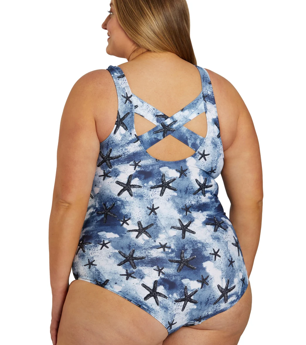 Sporti Plus Size Sanibel Island Moderate Printed Sweetheart One Piece Swimsuit - Image 4