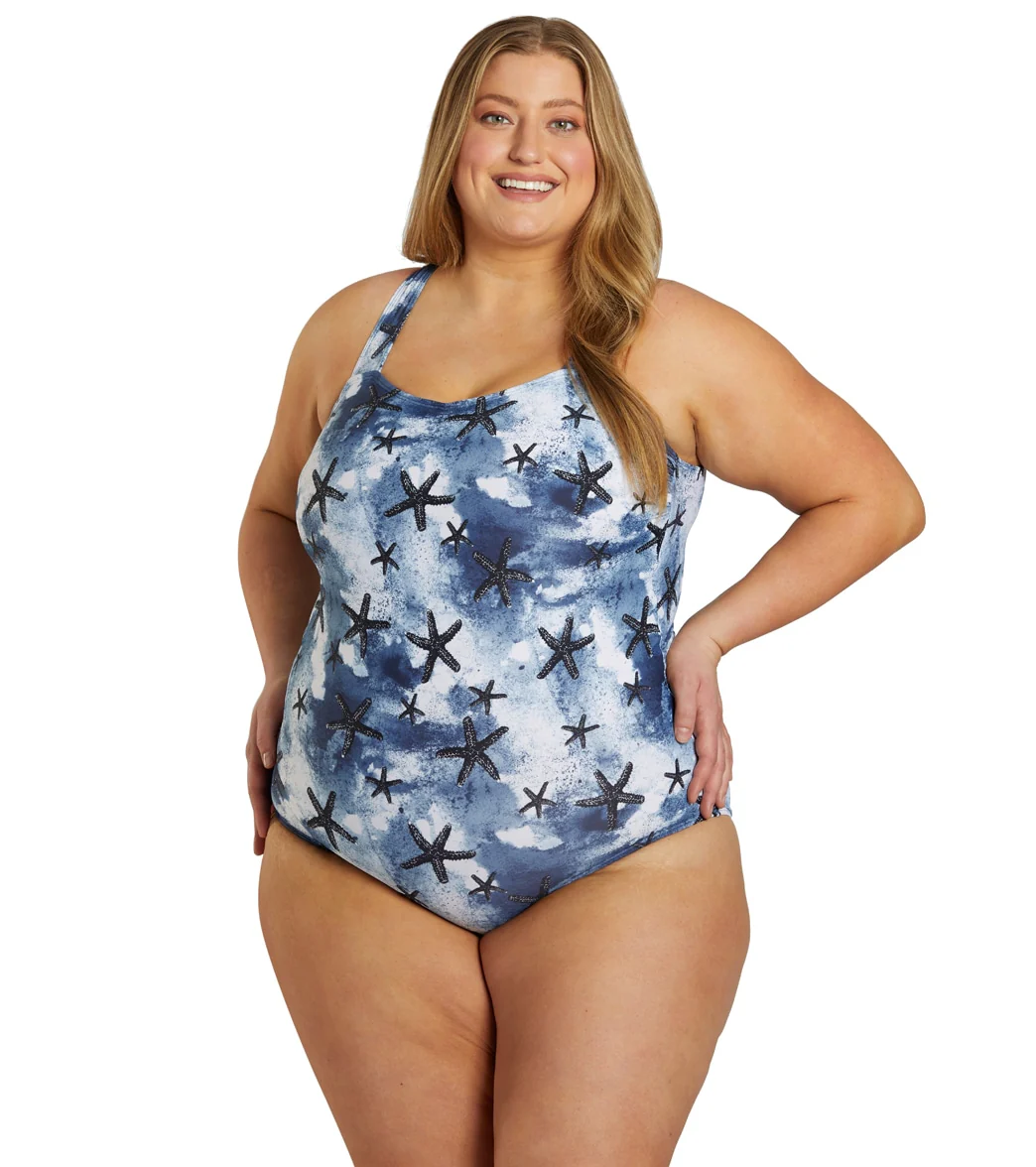Sporti Plus Size Sanibel Island Moderate Printed Sweetheart One Piece Swimsuit - Image 5