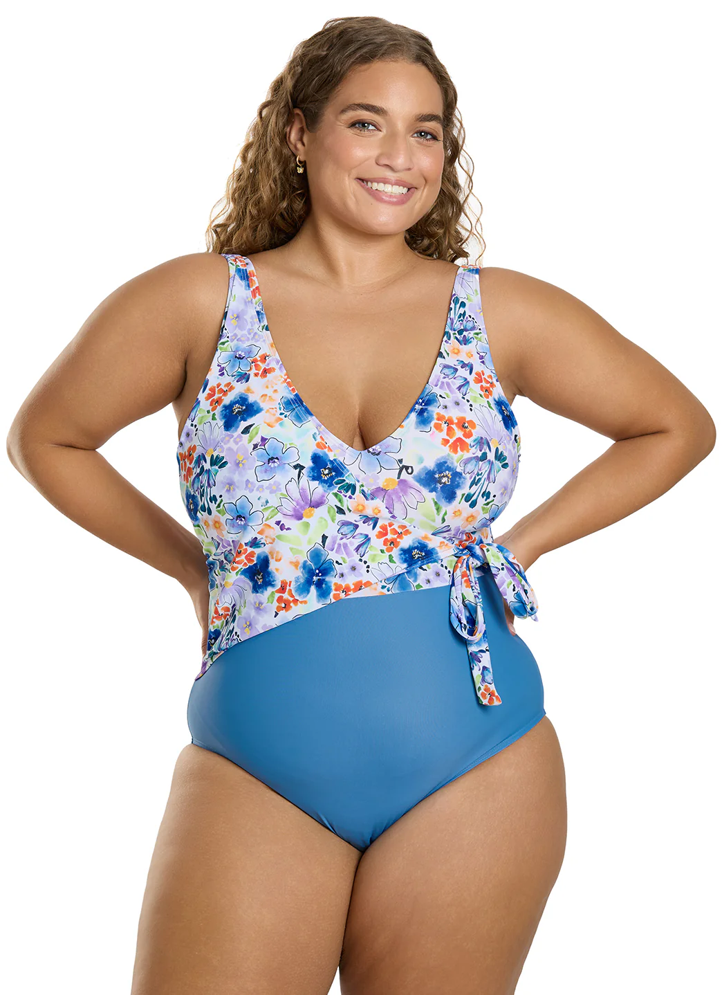 Sporti Plus Size Starlet Printed Tummy Control Side Tie One Piece Swimsuit - Image 2