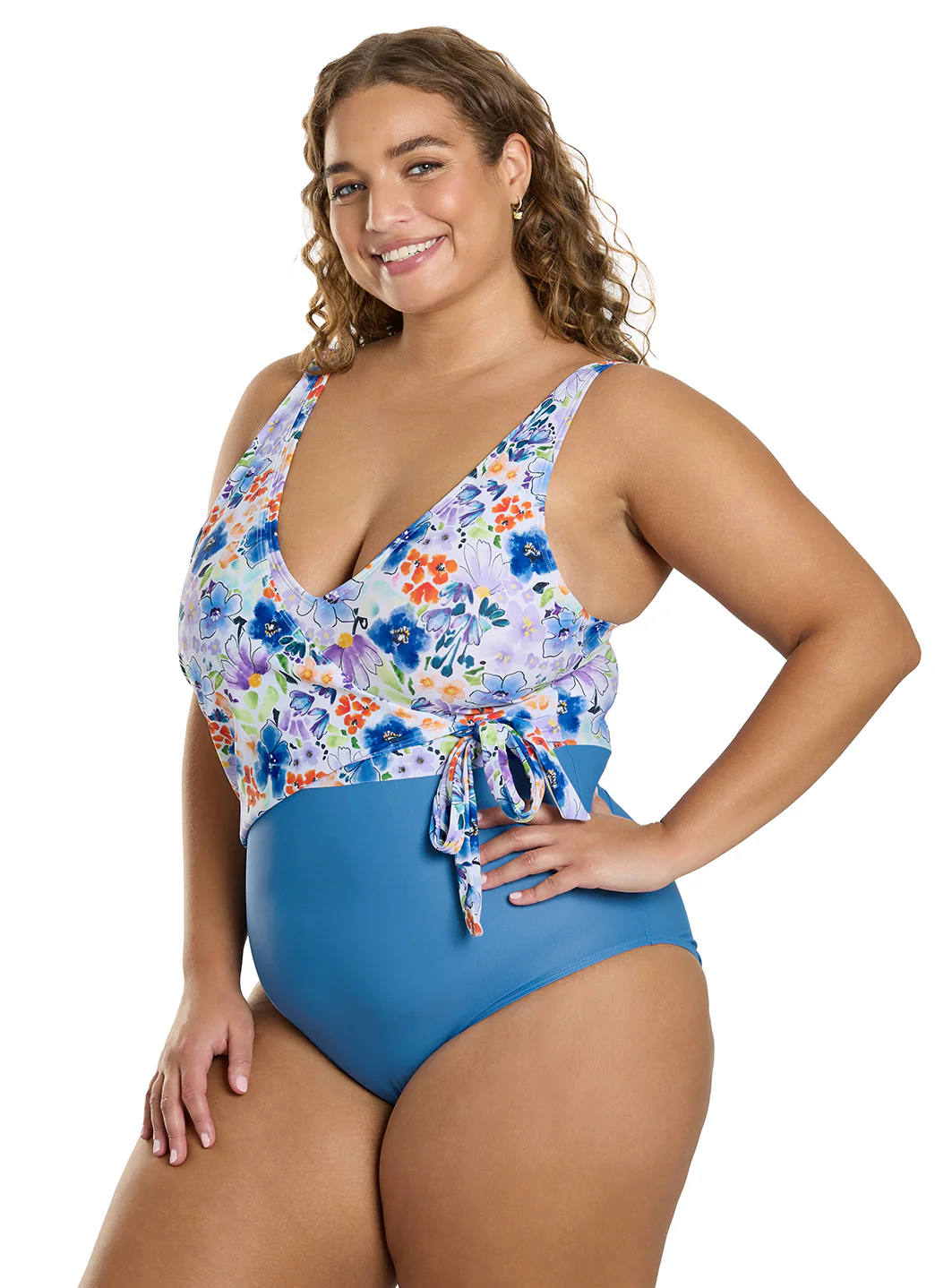 Sporti Plus Size Starlet Printed Tummy Control Side Tie One Piece Swimsuit - Image 6