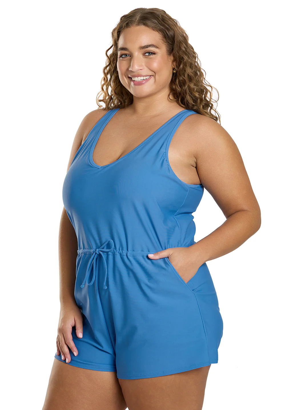 Sporti Plus Size Starlet Solid Tummy Control Swim Romper - Image 5