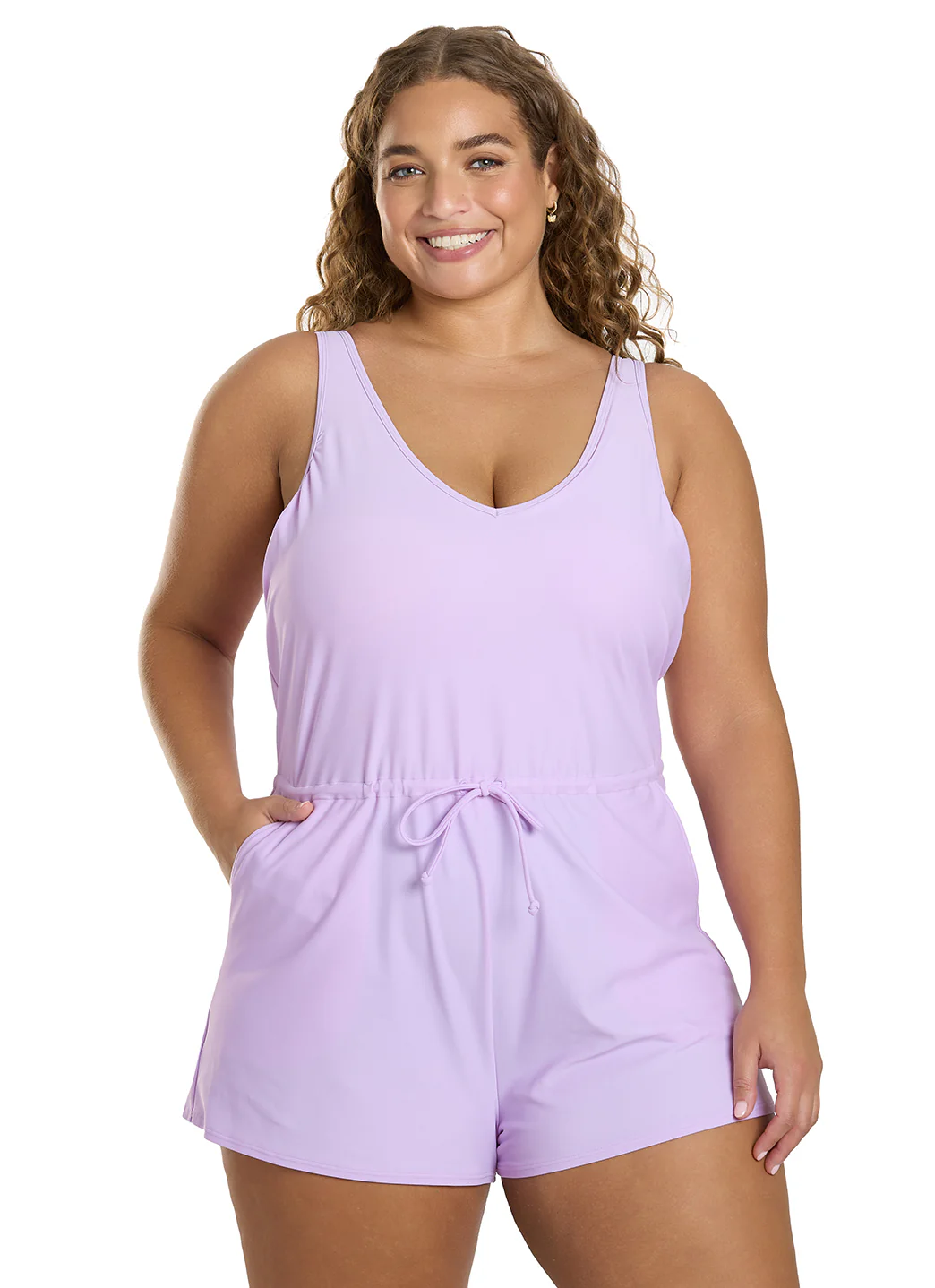 Sporti Plus Size Starlet Solid Tummy Control Swim Romper - Image 8