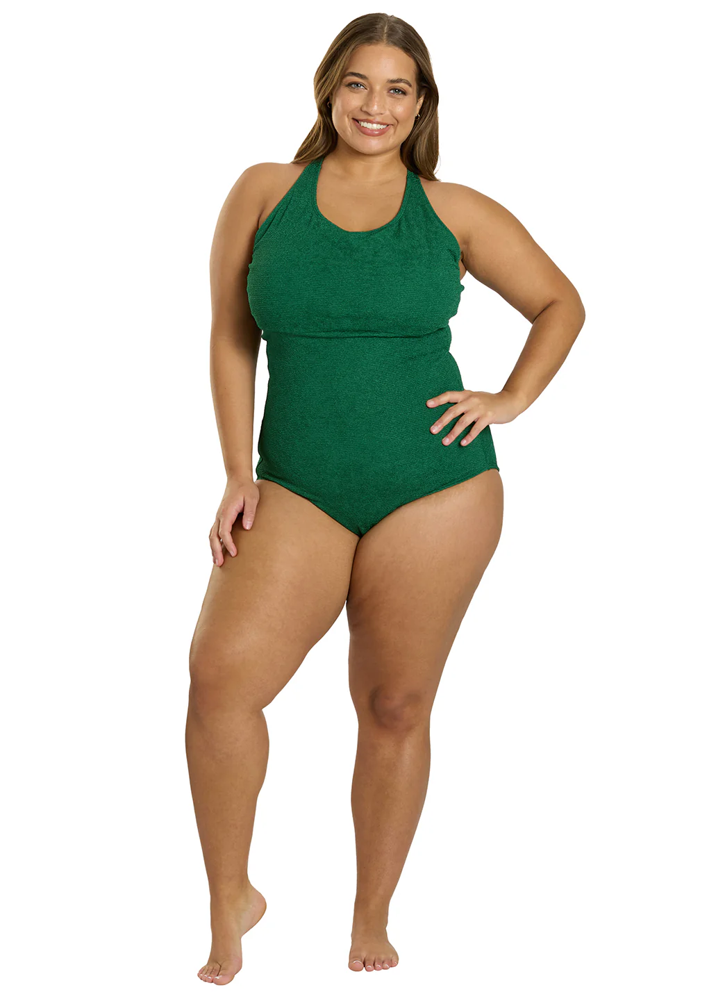 Sporti Plus Size Textured Chlorine Resistant High Neck One Piece Slimsuit - Image 19