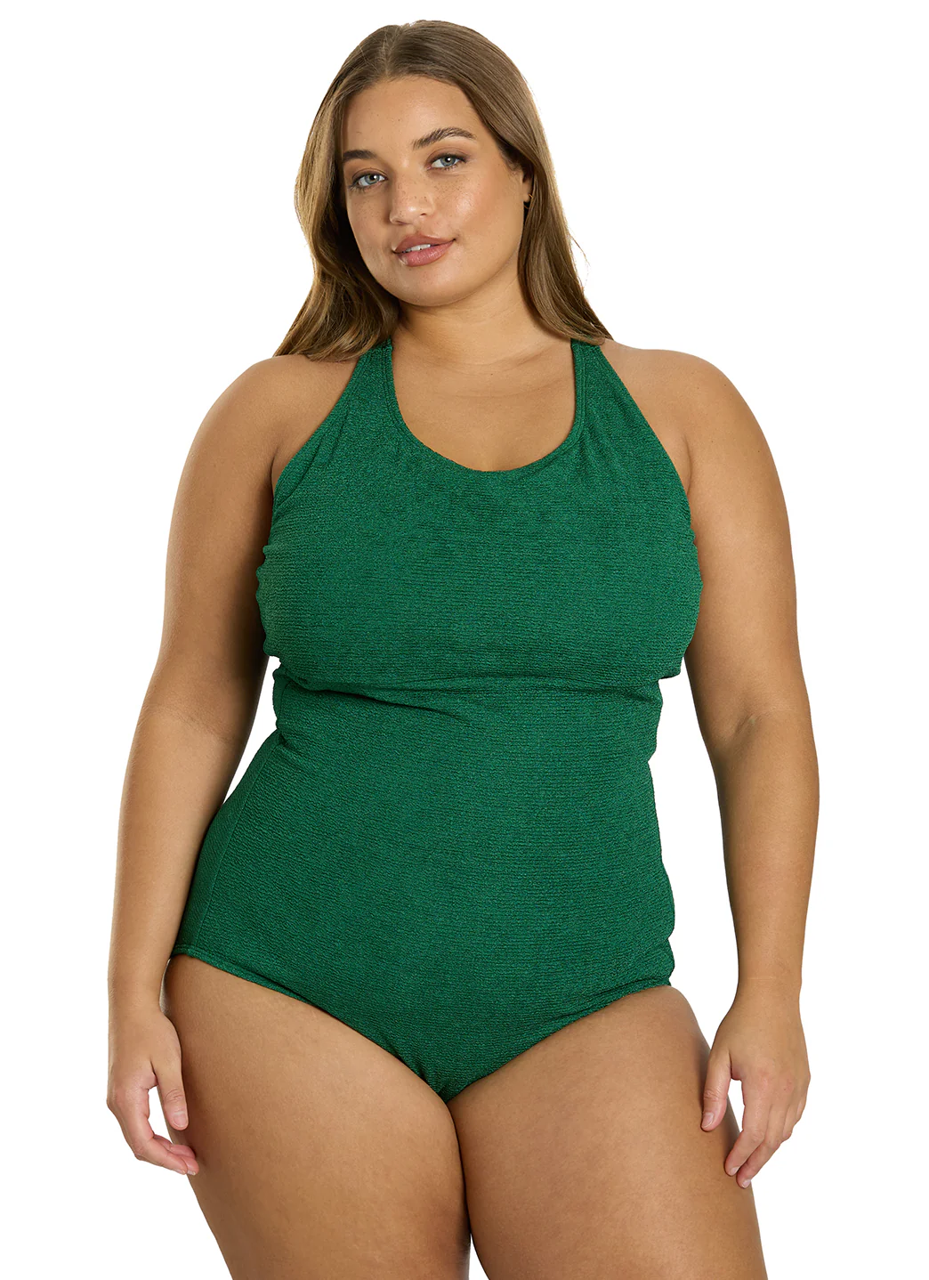 Sporti Plus Size Textured Chlorine Resistant High Neck One Piece Slimsuit - Image 29