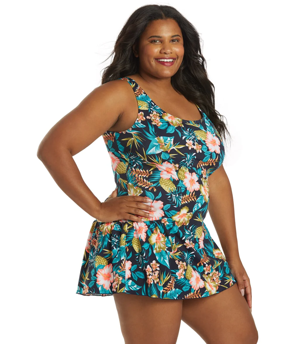 Sporti Plus Size Tropical Floral Swim Dress - Image 2