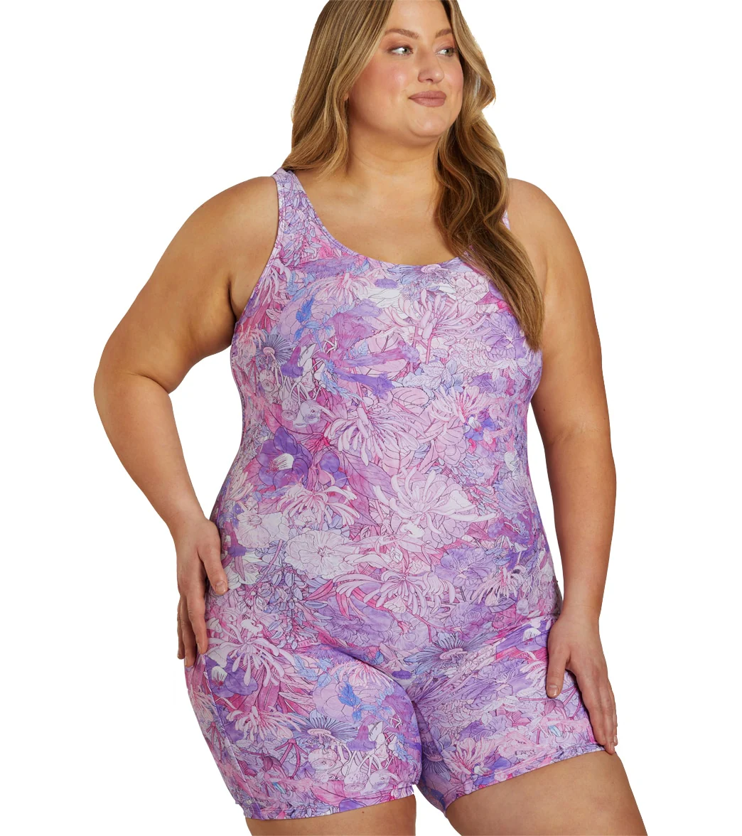 Sporti Plus Size Unitard Jungle Floral One Piece Swimsuit - Image 3
