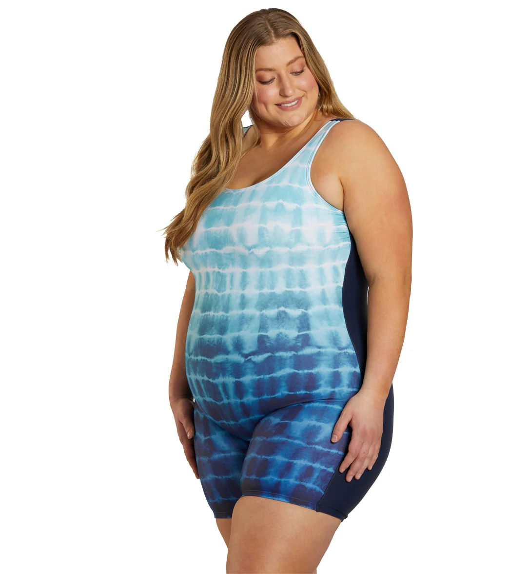 Sporti Plus Size Unitard Shibori Ombre One Piece Swimsuit - Image 3