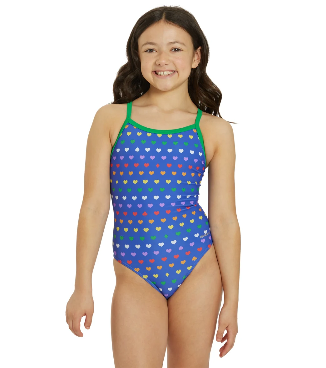 Sporti Rainbow Heart Thin Strap One Piece Swimsuit Youth (22-28) - Image 2