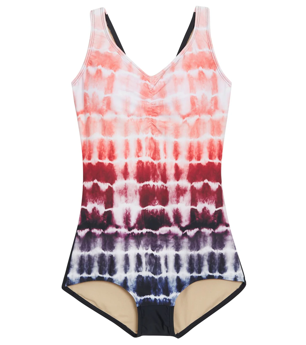 Sporti Shibori Conservative Printed Ombre Girl Leg One Piece Swimsuit - Image 9