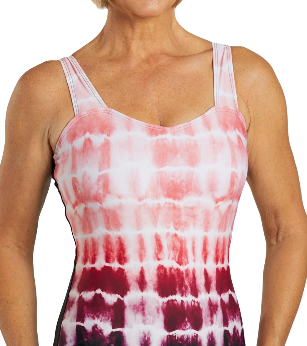 Sporti Shibori Moderate Printed Ombre Sweetheart One Piece Swimsuit - Image 7