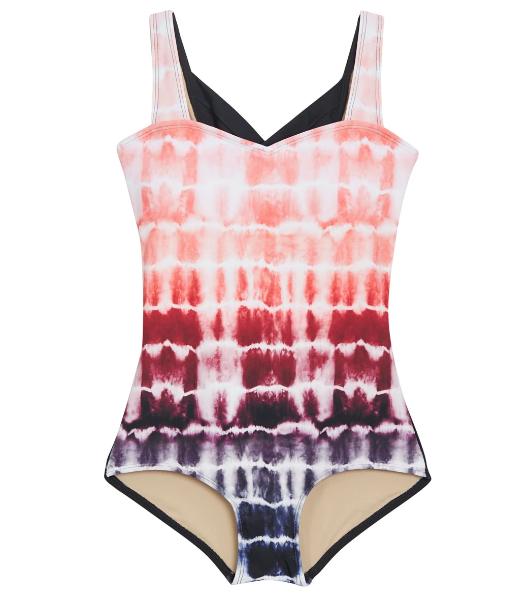 Sporti Shibori Moderate Printed Ombre Sweetheart One Piece Swimsuit - Image 8