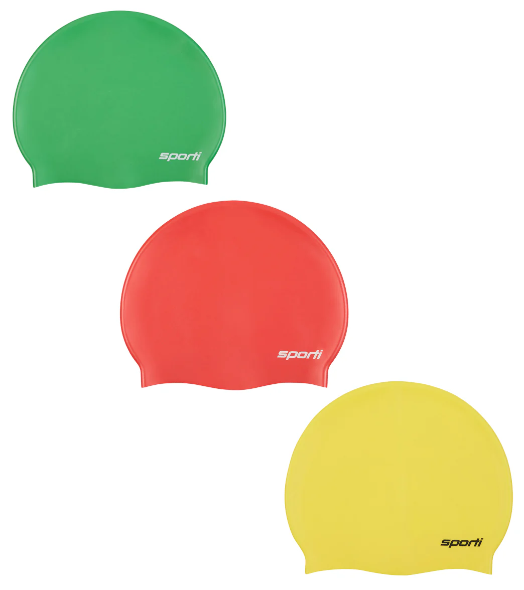 Sporti Silicone Swim Cap Set of 3 - Image 6