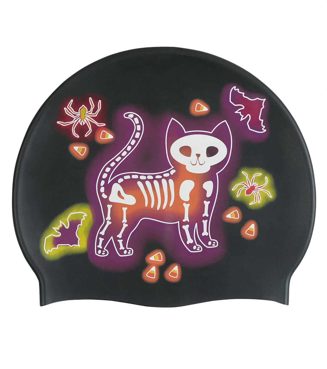 Sporti Spooky Neon Silicone Swim Cap - Image 5