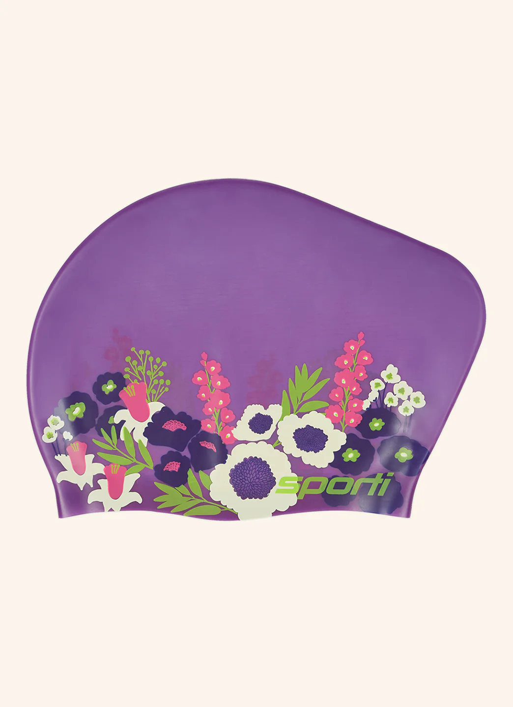 Sporti Spring Meadow Long Hair Bun Silicone Swim Cap - Image 5