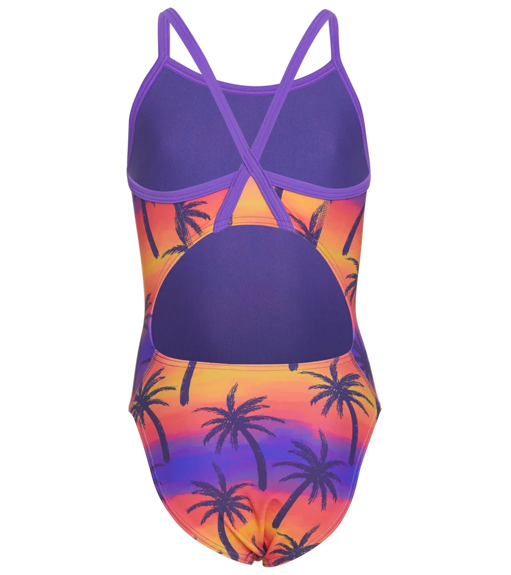 Sporti Sunset Palm Thin Strap One Piece Swimsuit Youth (22-28) - Image 2