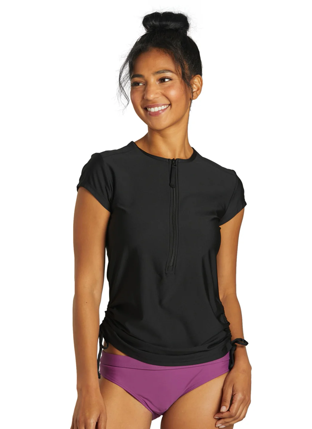 Sporti Women's Cap Sleeve Front Zip UPF 50+ Rash Guard - Image 2