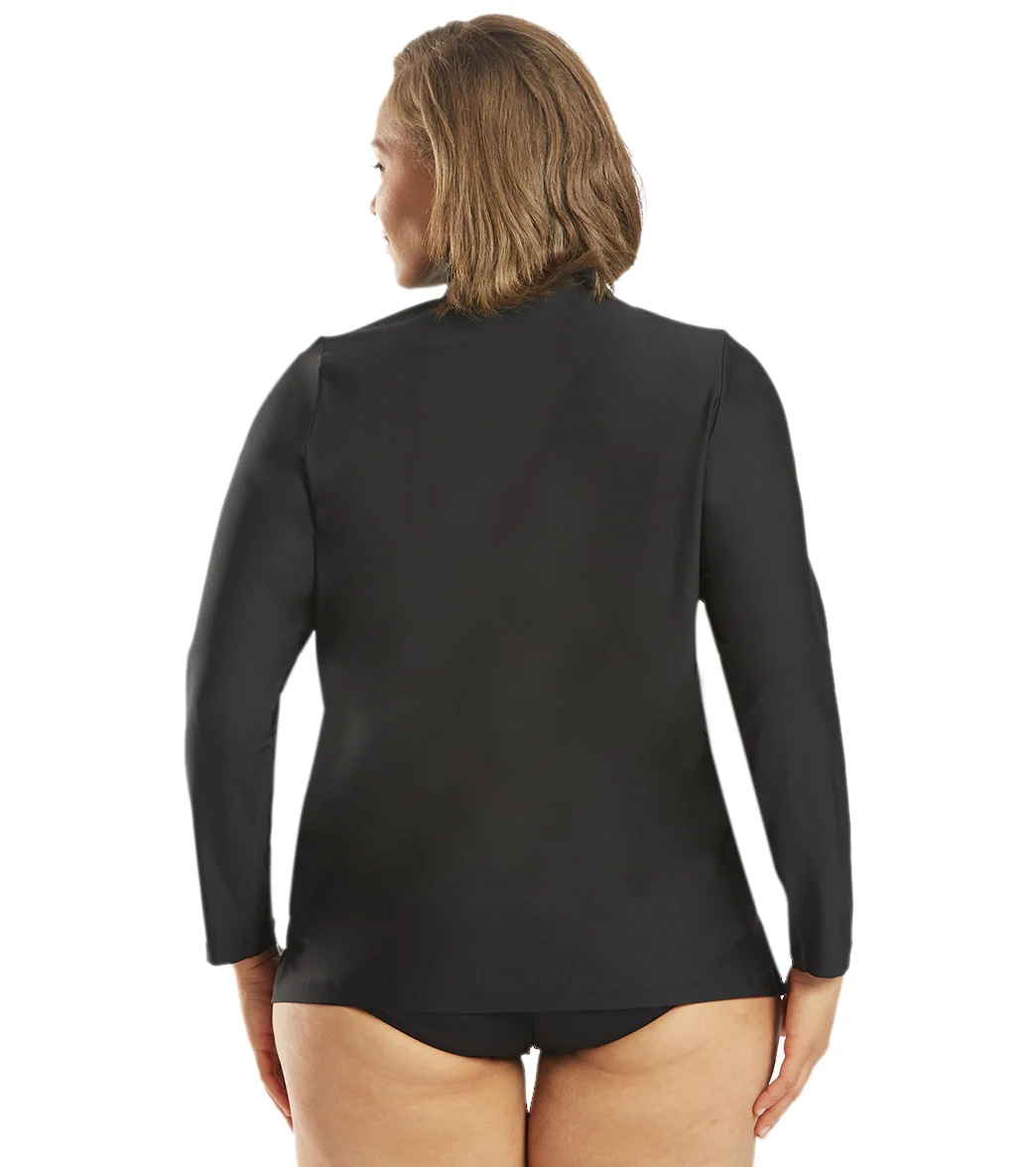 Sporti Women's Plus Size L/S Zip Front UPF 50+ Rash Guard - Image 4