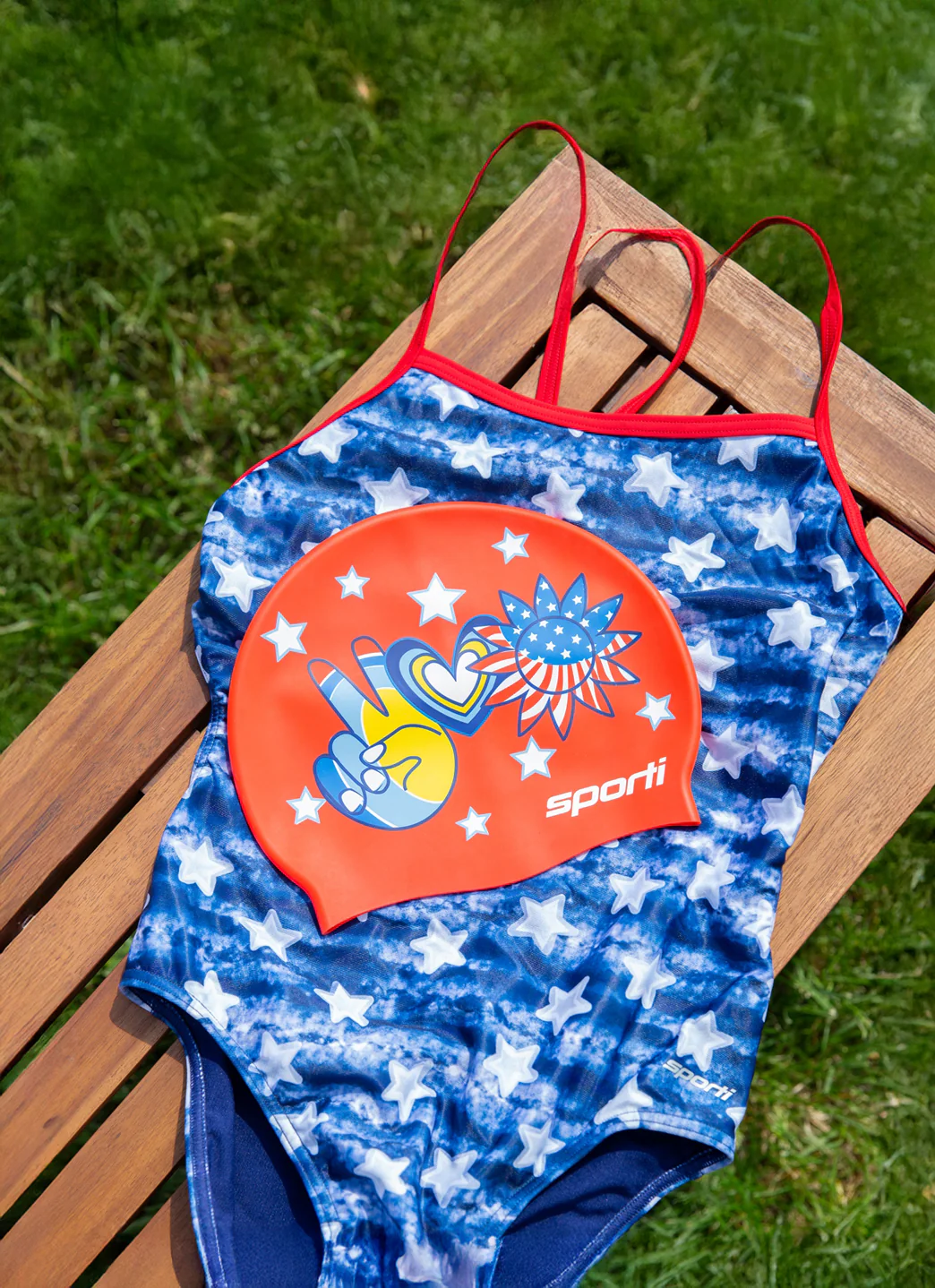 Sporti x Alex & Gretchen Walsh Peace Love & Swimming Silicone Swim Cap - Image 3
