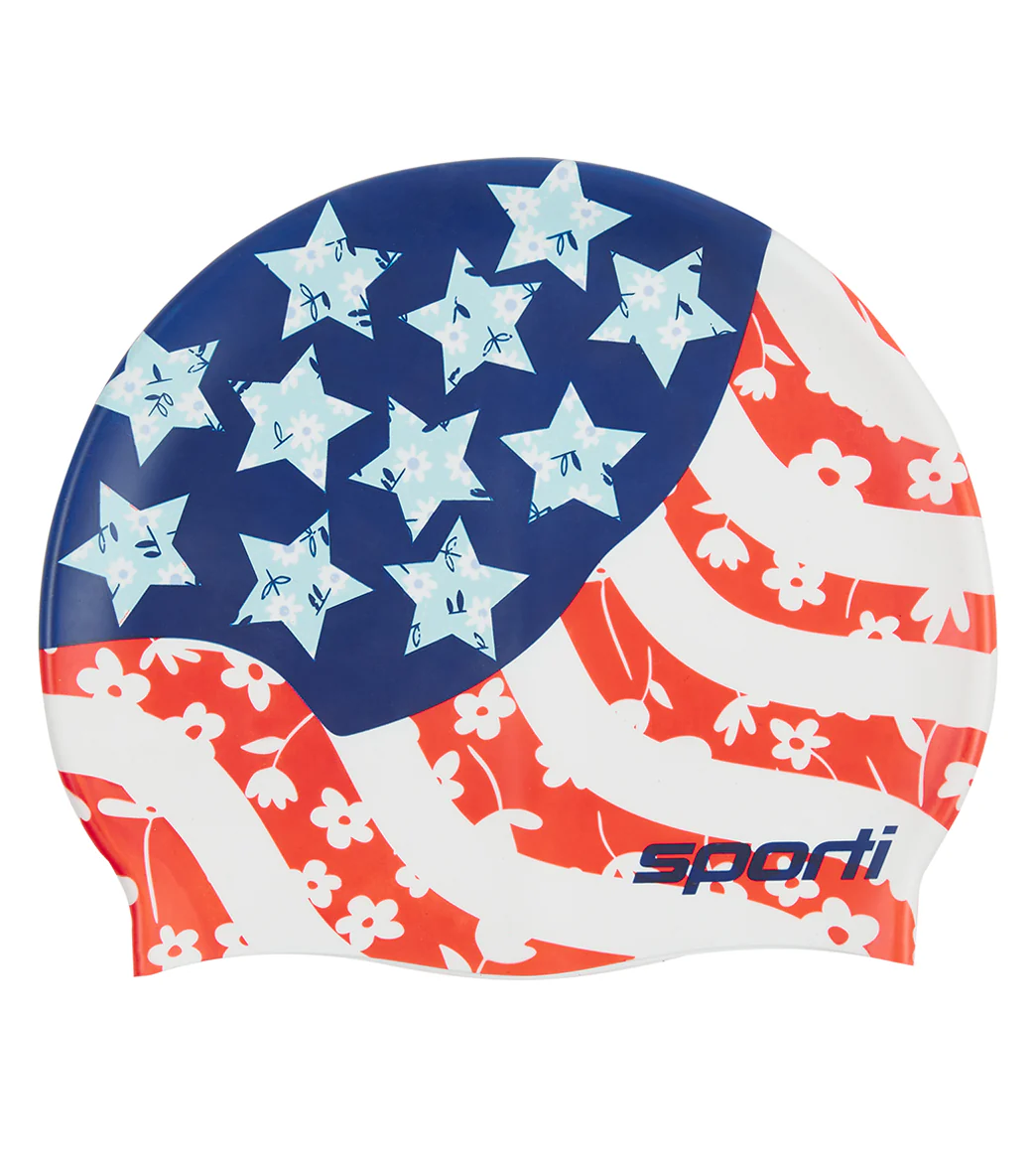 Sporti x Alex & Gretchen Walsh Stars-N-Stripes Silicone Swim Cap - Image 2
