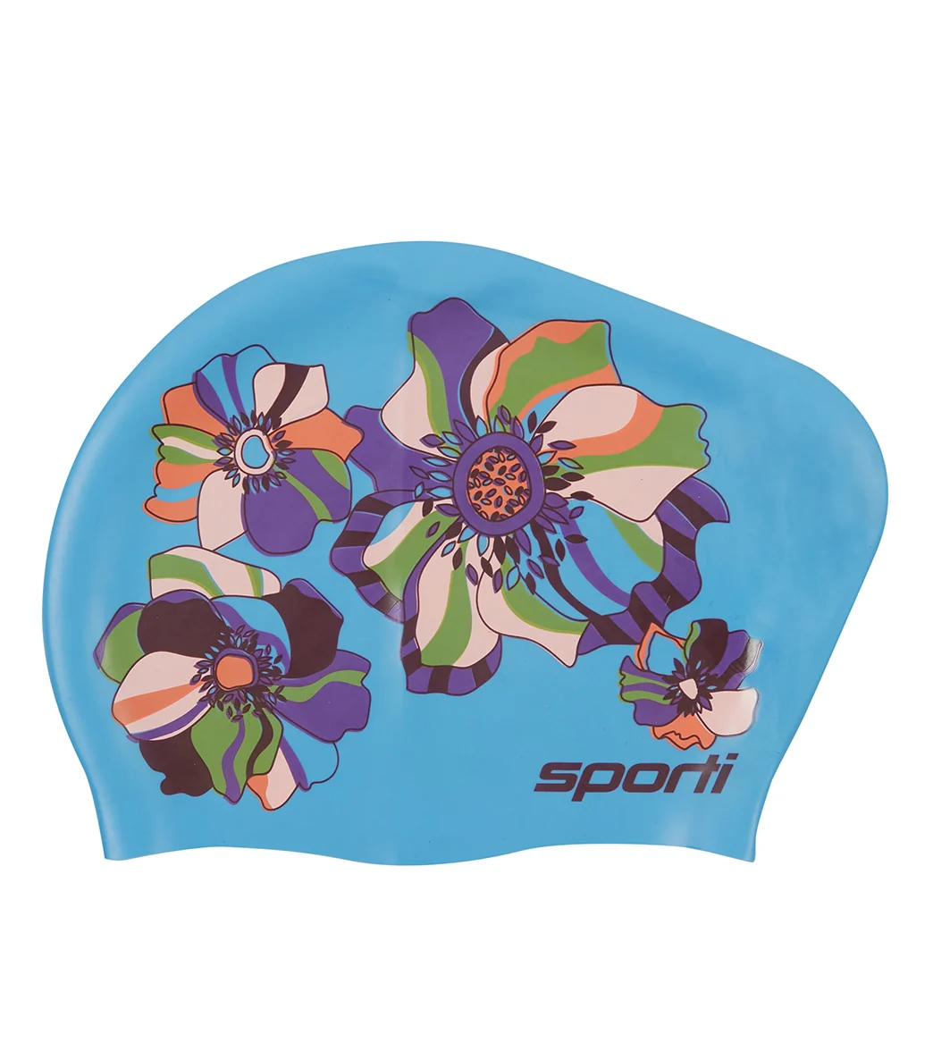 Sporti x Gretchen Walsh In Bloom Long Hair Bun Silicone Swim Cap - Image 5