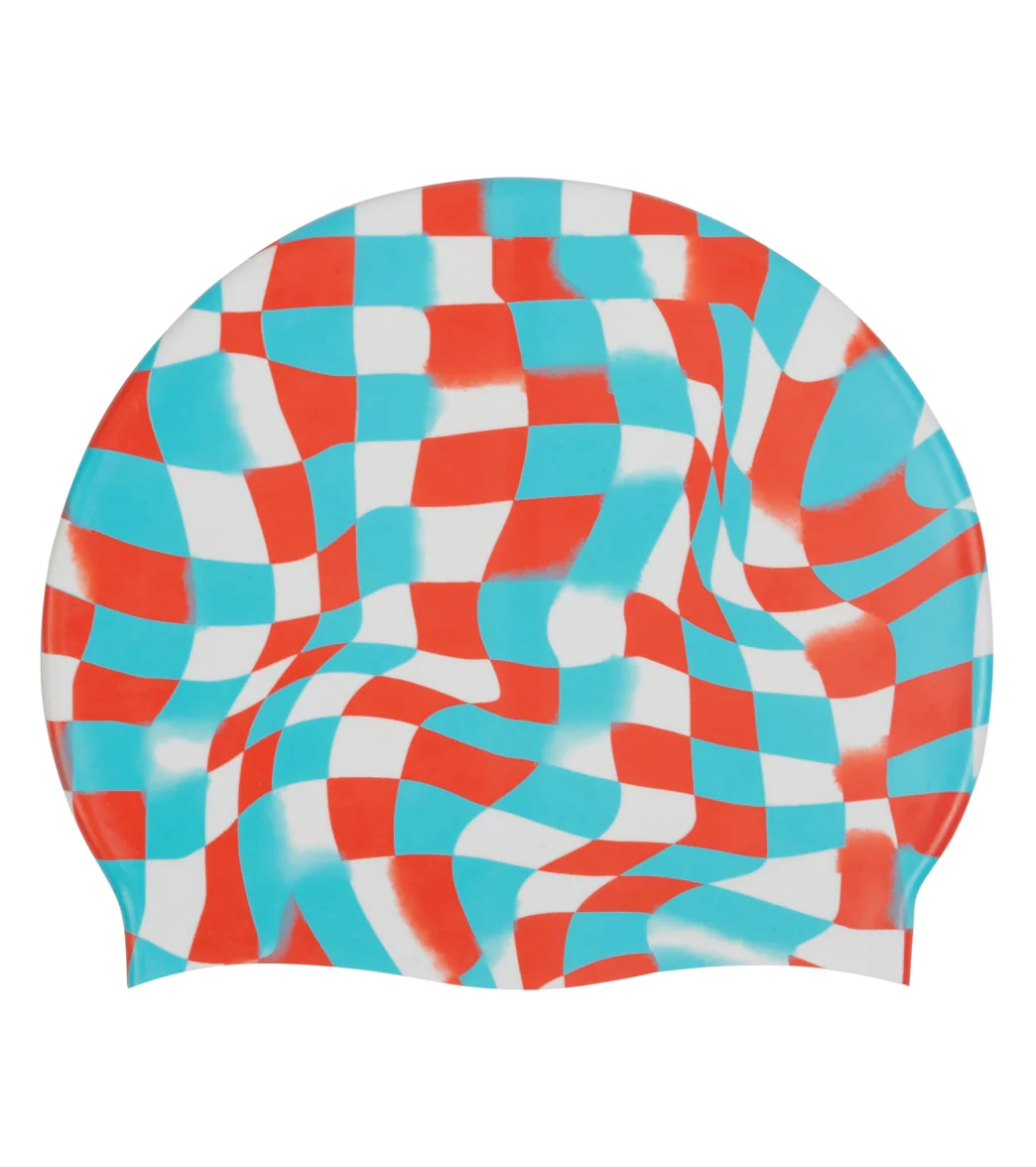 Sporti x Gretchen Walsh Liquified Checks Silicone Swim Cap - Image 3