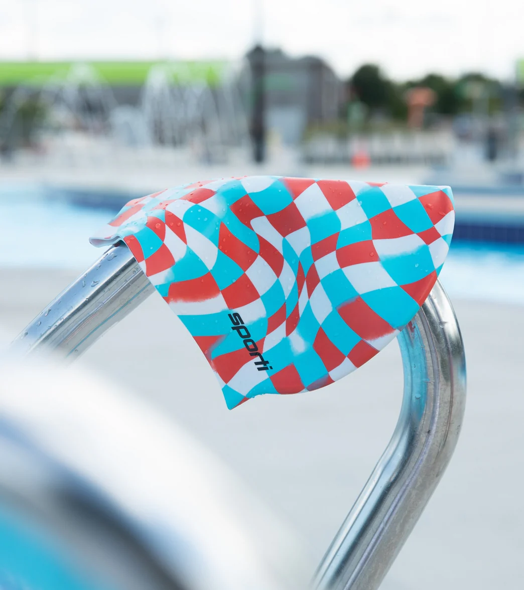 Sporti x Gretchen Walsh Liquified Checks Silicone Swim Cap - Image 6