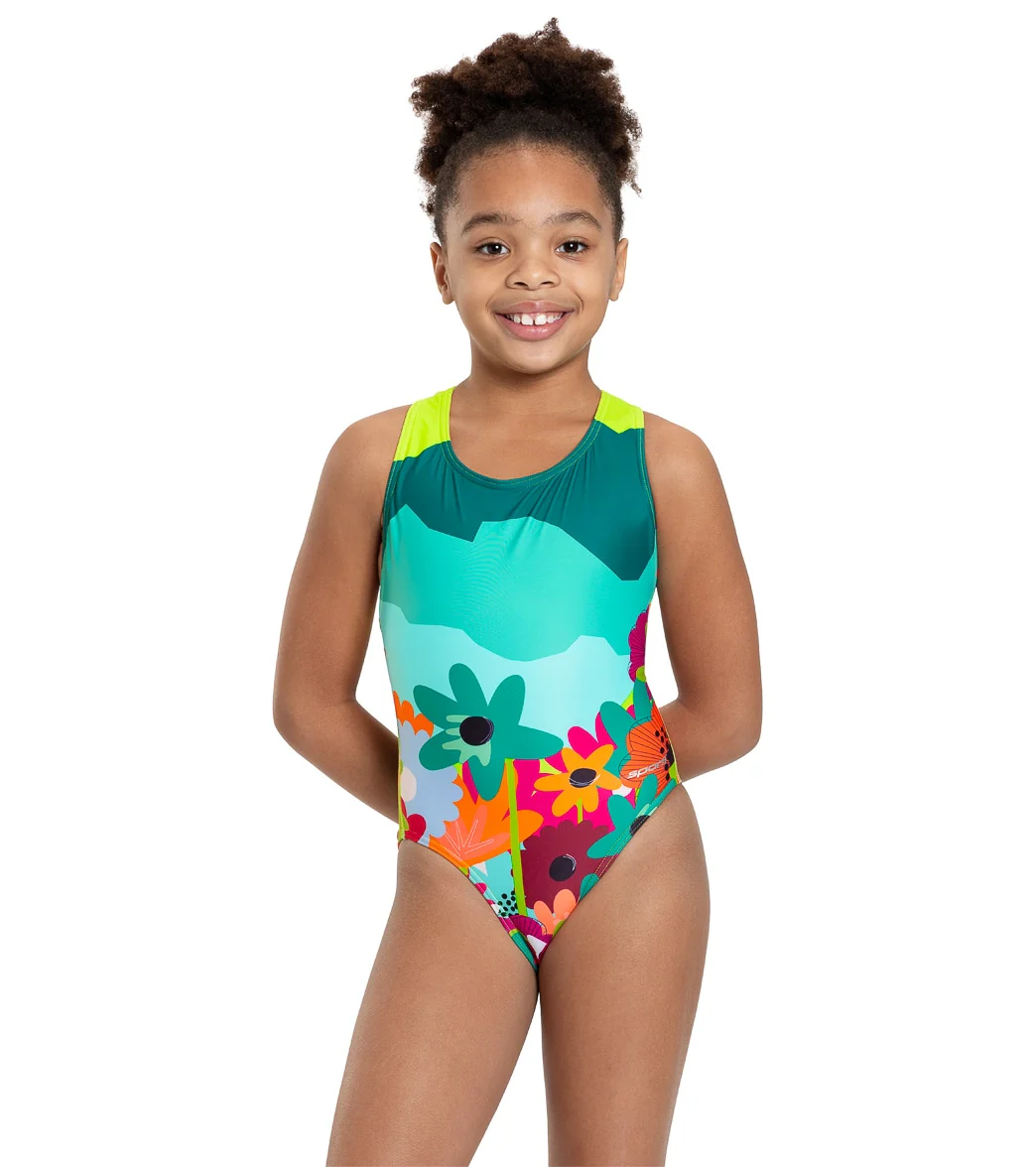 Sporti x She Is This Limited Edition Mountain Flower Wide Strap Cross Back One Piece Swimsuit Youth (22-28) - Image 3