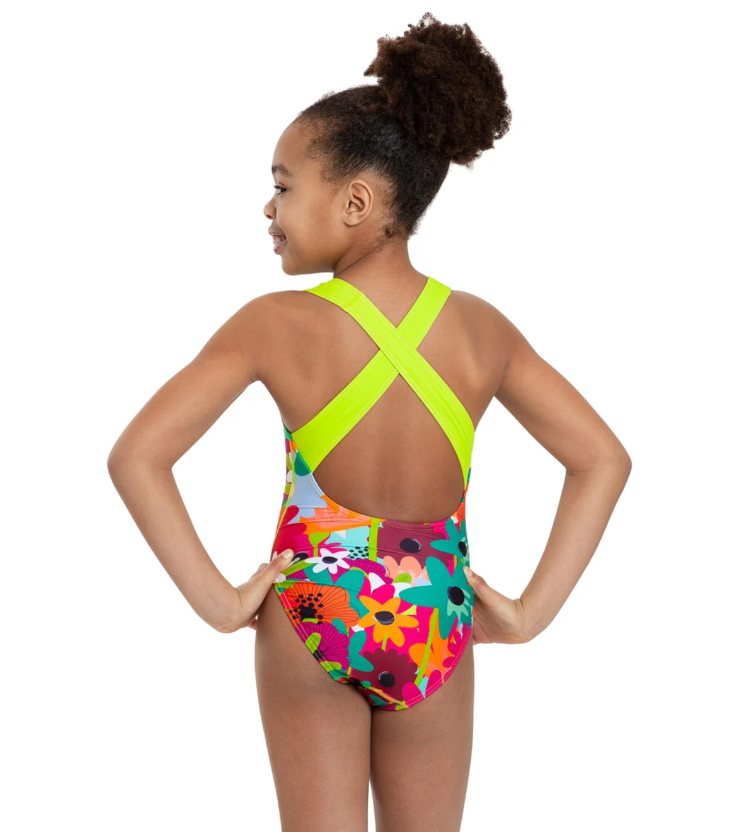 Sporti x She Is This Limited Edition Mountain Flower Wide Strap Cross Back One Piece Swimsuit Youth (22-28) - Image 5