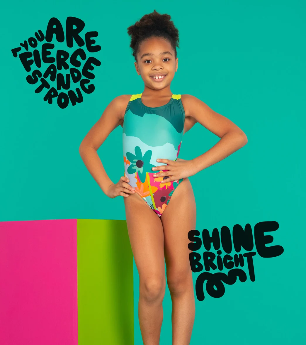 Sporti x She Is This Limited Edition Mountain Flower Wide Strap Cross Back One Piece Swimsuit Youth (22-28) - Image 9