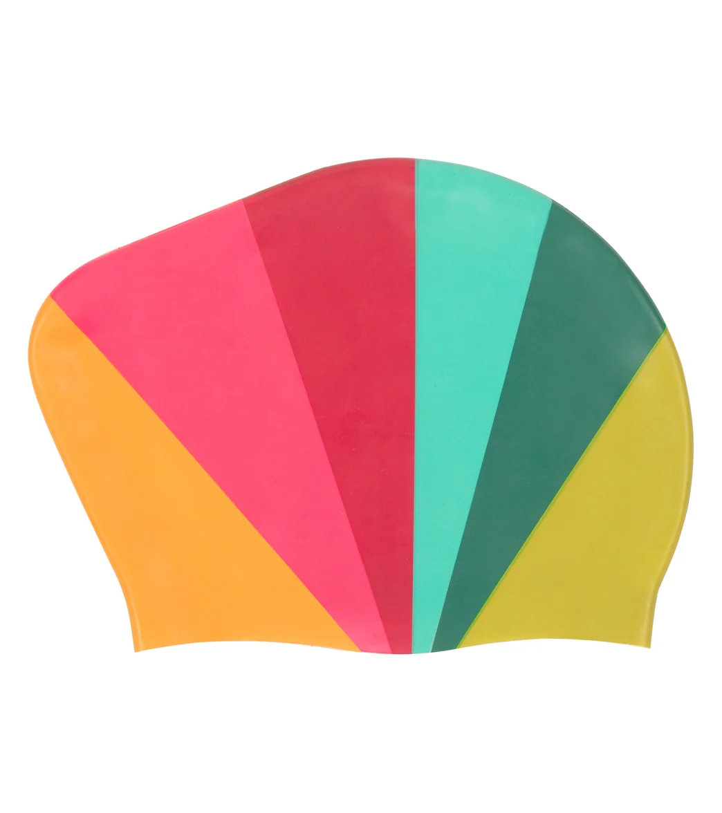 Sporti x She Is This Limited Edition Rainbow Long Hair Bun Silicone Swim Cap - Image 3