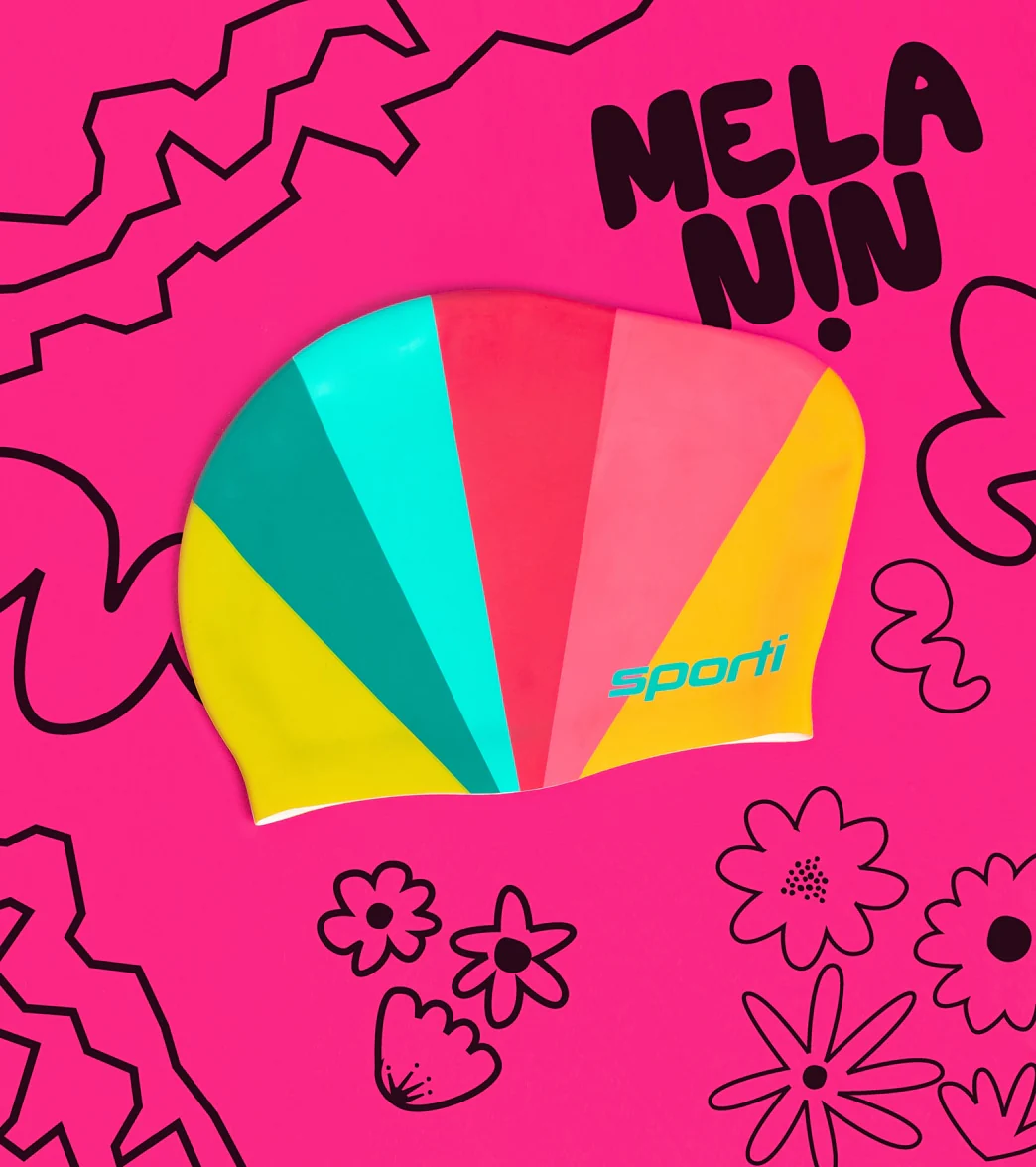 Sporti x She Is This Limited Edition Rainbow Long Hair Bun Silicone Swim Cap - Image 6