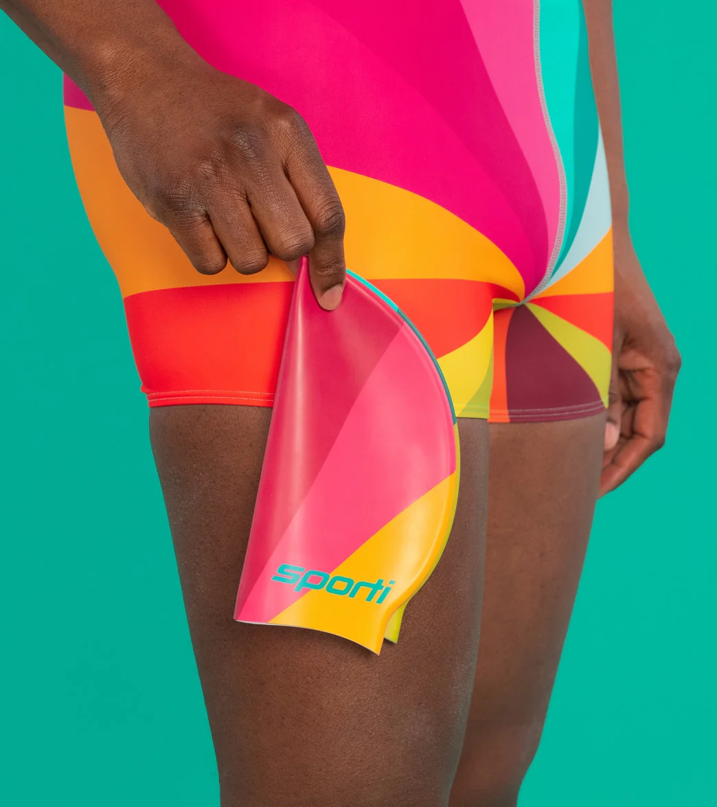 Sporti x She Is This Limited Edition Rainbow Silicone Swim Cap - Image 7