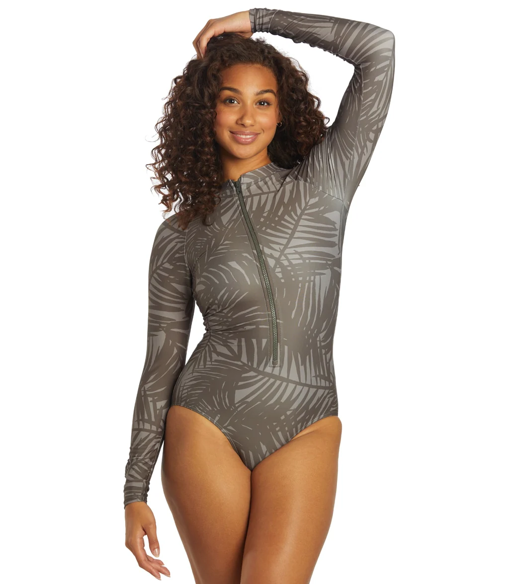 Sporti x Stef Corgel Manhattan Beach Palm Shadow Zip Front Long-Sleeve One Piece Swimsuit - Image 15