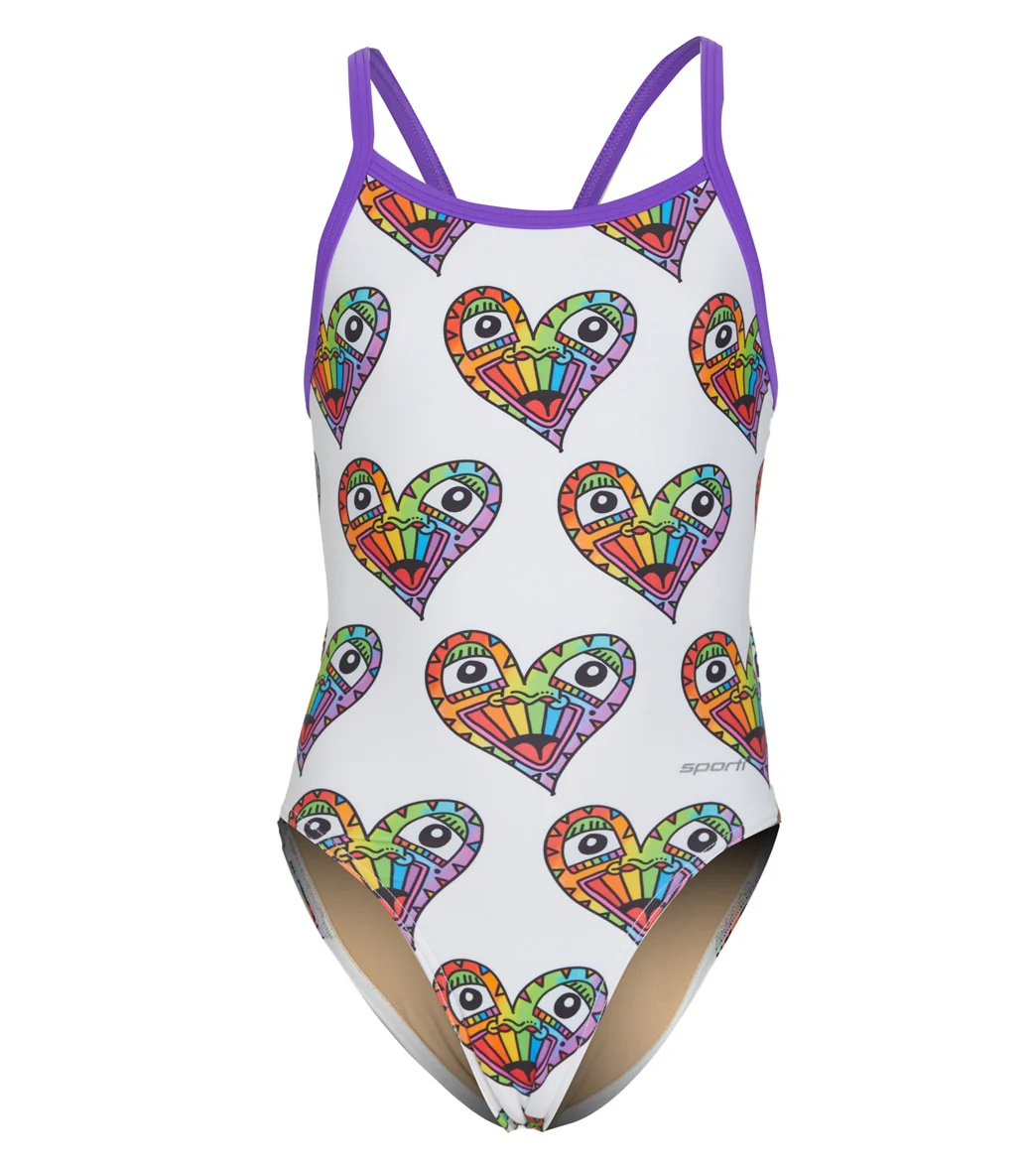 Sporti x Tyler Wallach Limited Edition Heart Face Thin Strap One Piece Swimsuit Youth (22-28) - Image 5