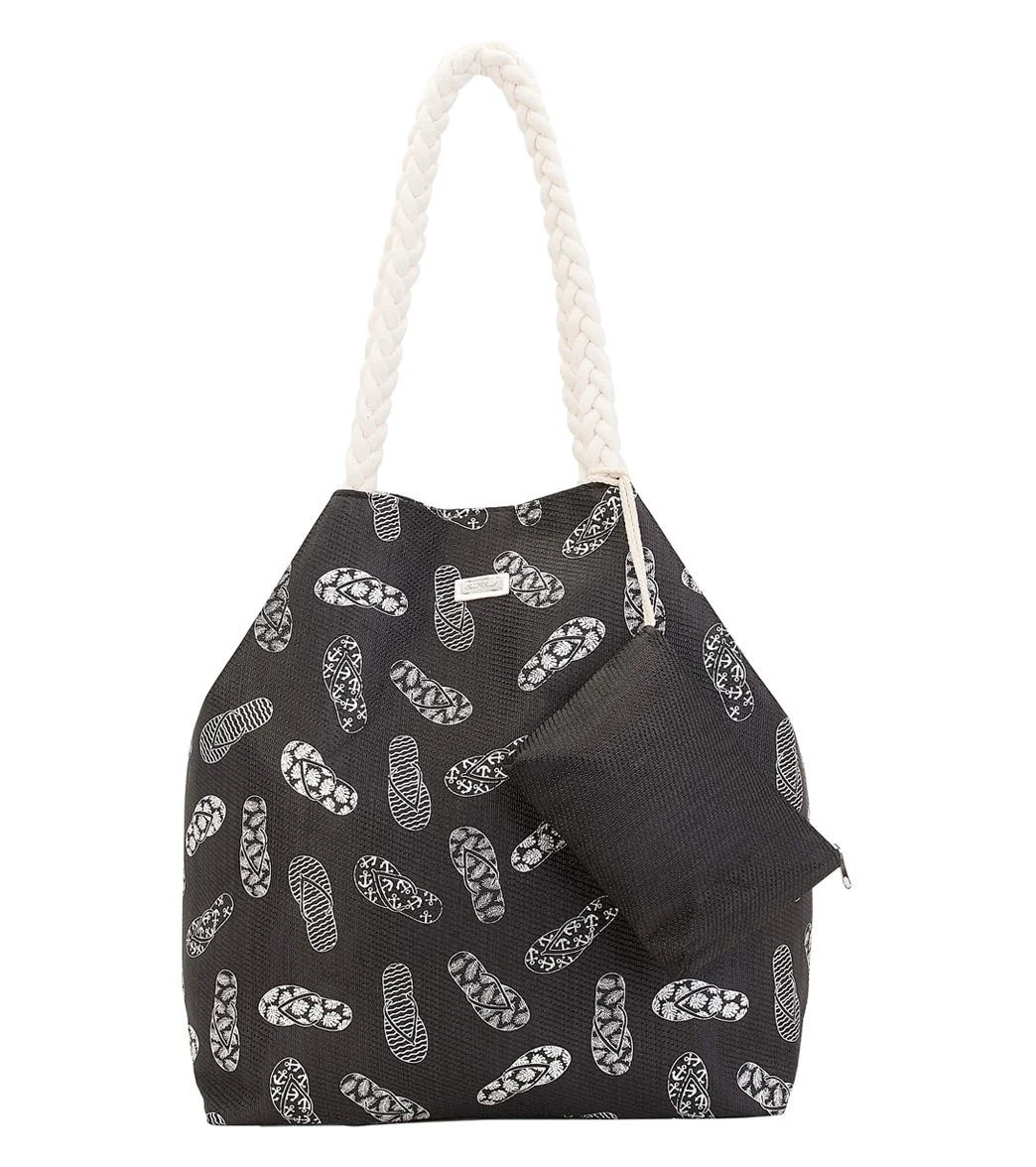 Sun N Sand Silver Metallic Gap Tote w/ Flip-Flops Design - Image 4