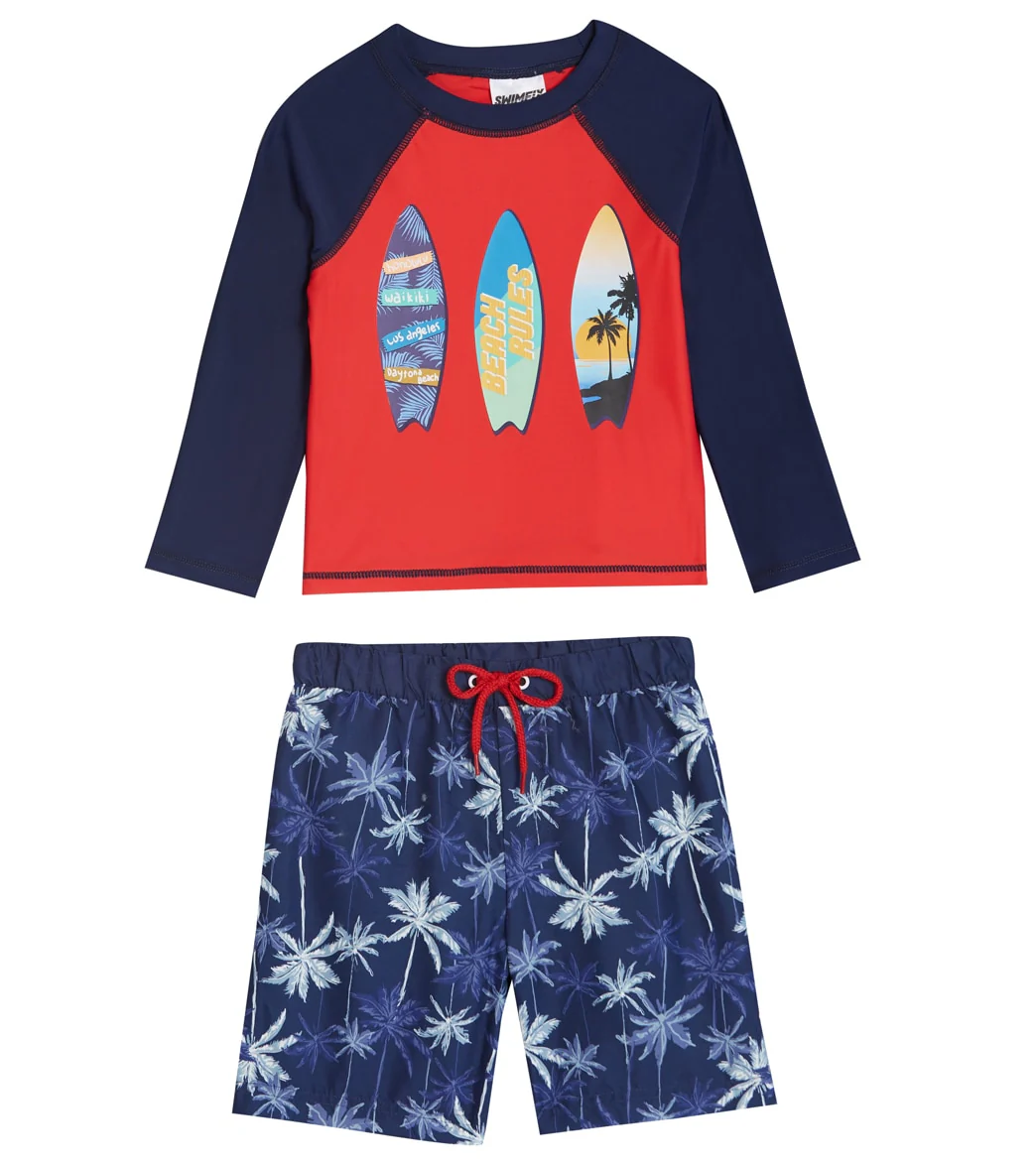 Swimfix Boys' Beach Rules Long Sleeve Rashguard Set (Baby, Toddler)