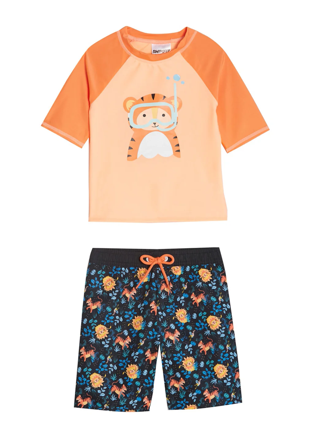 Swimfix Boys' Jungle Boogie Short Sleeve Rashguard Set with Hat (Baby, Toddler) - Image 6