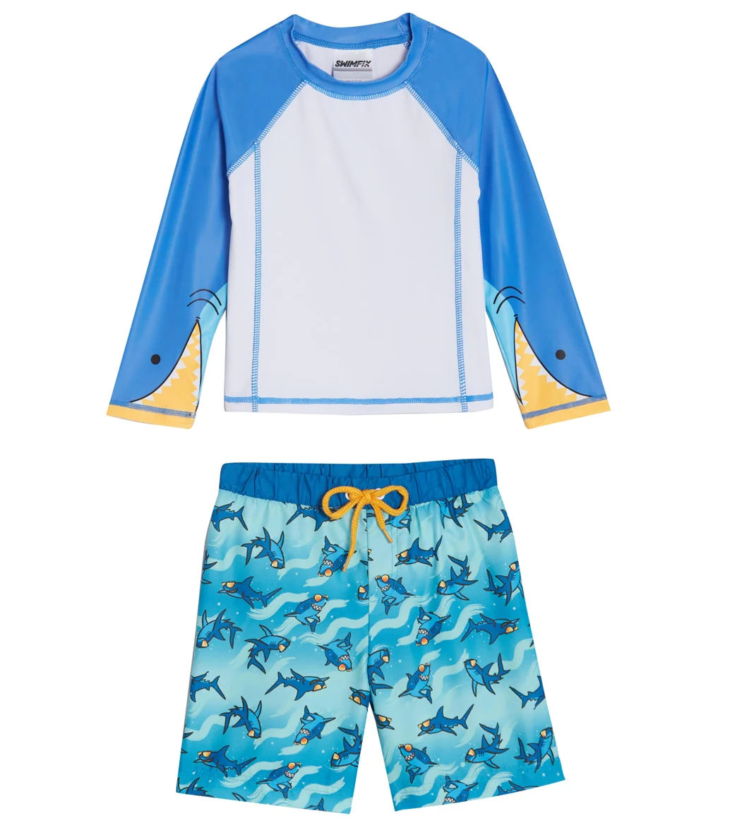 Swimfix Boys' Lookin Shark Long Sleeve Rashguard Set (Baby, Toddler) - Image 5