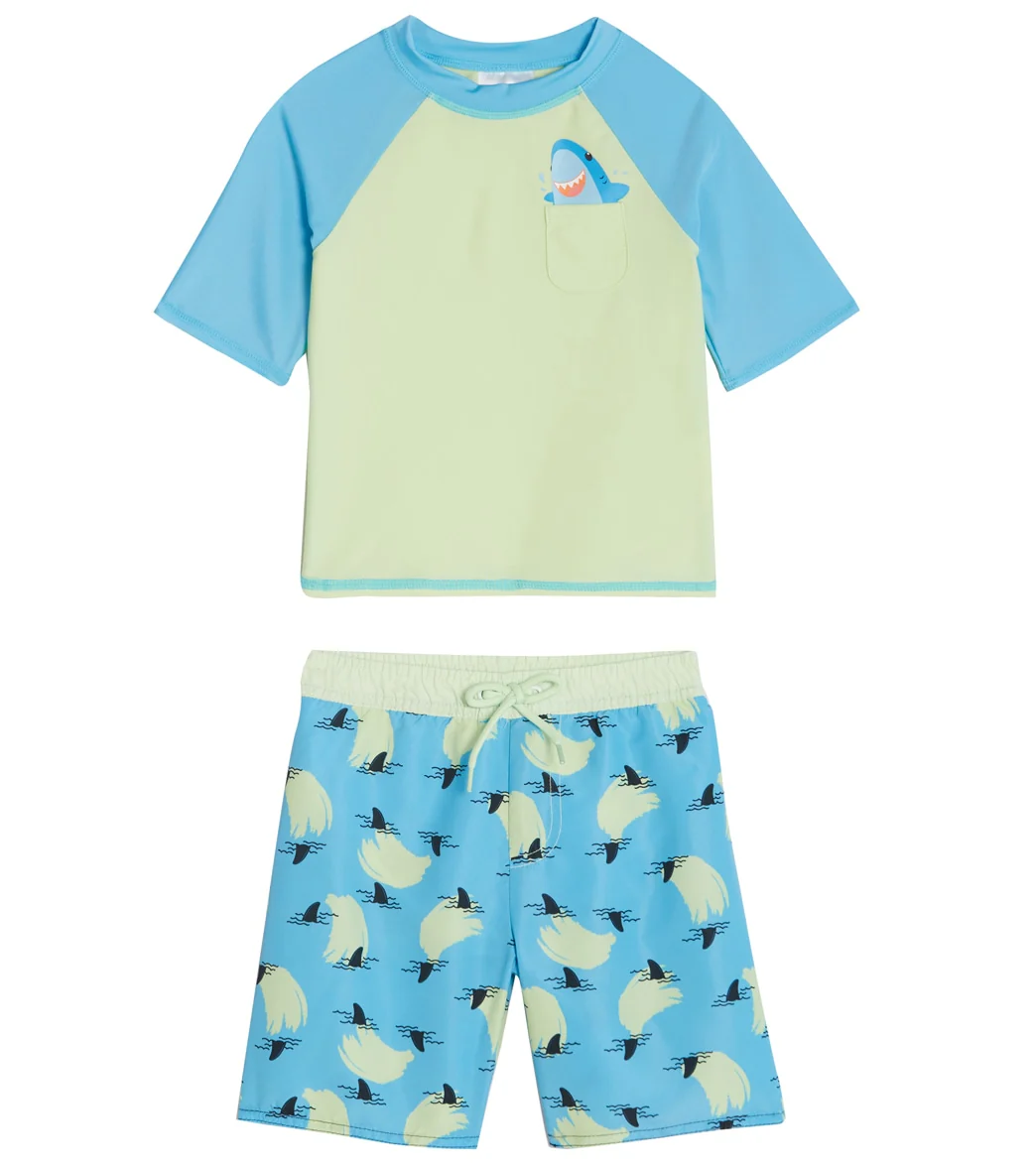 Swimfix Boys' Pocket Sharkie Rashguard Set with Hat (Baby, Toddler)