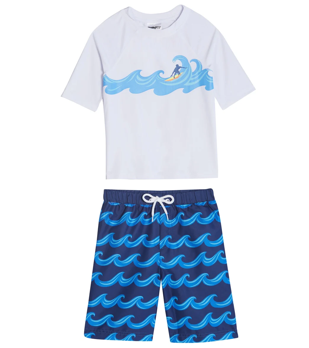 Swimfix Boys' Ride The Waves Long Sleeve Rashguard Set (Little Kid, Big Kid) - Image 5