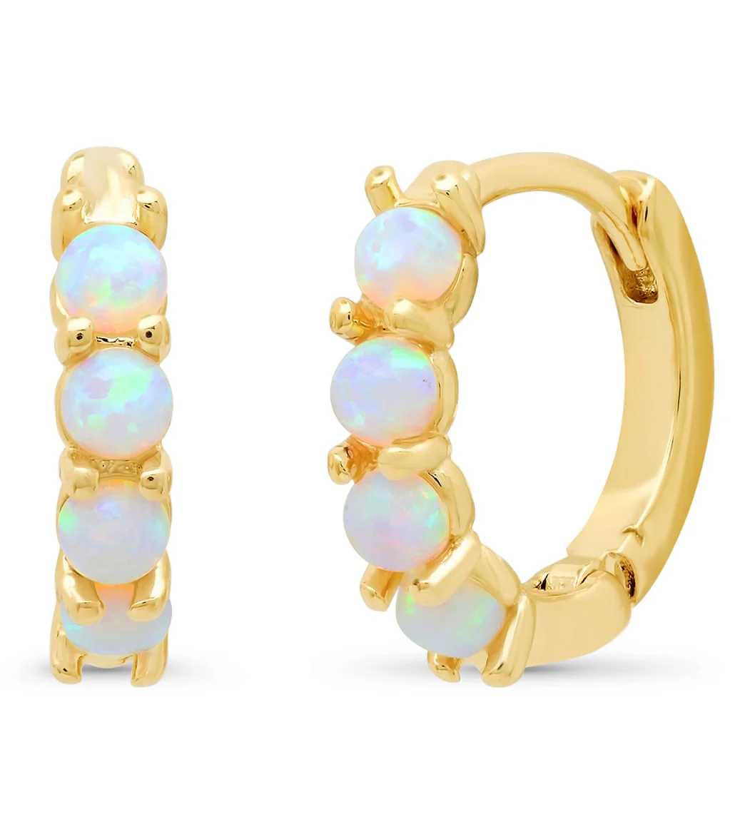 TAI Jewelry Gold Huggies with Opal Accents - Image 5