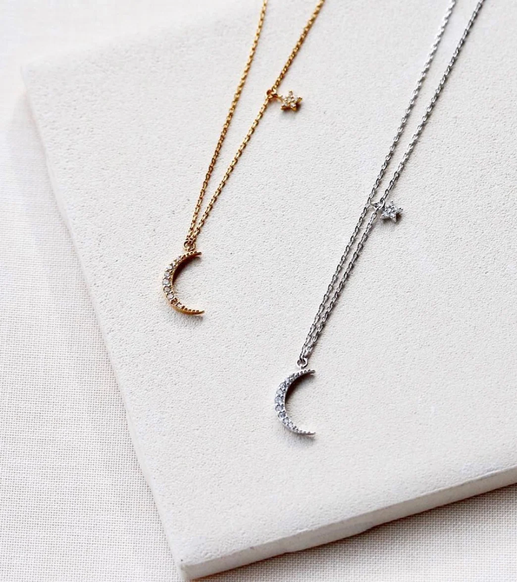 TAI Jewelry Moon Pendant with Star Charm - Image 2